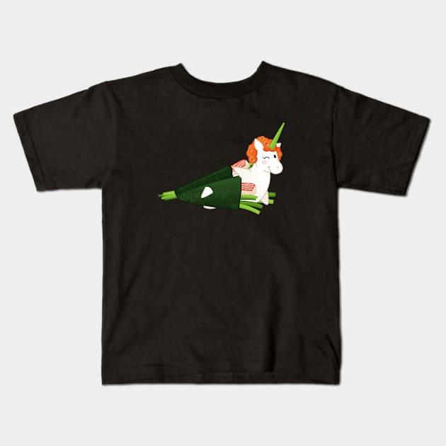 Crabmeat Handroll Sushicorn Kids T-Shirt by LittleWhiteOwl